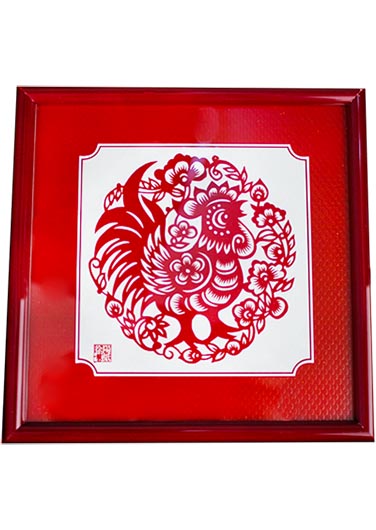 剪纸小方框鸡