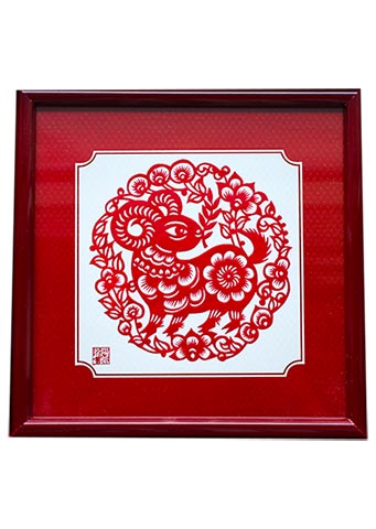 剪纸小方框羊