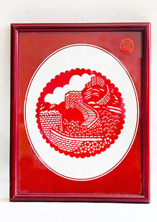 剪纸小方框长城